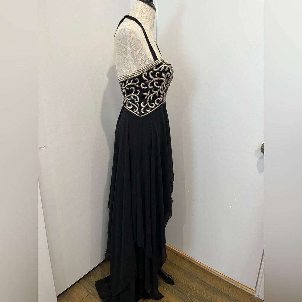 Sue Wong Vintage Black Strapless High-Low Beaded Bodice Gown Sz. 4 - Picture 6 of 12
